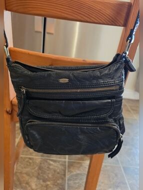 Cargo Black Leather Multi-Zip Crossbody Bag